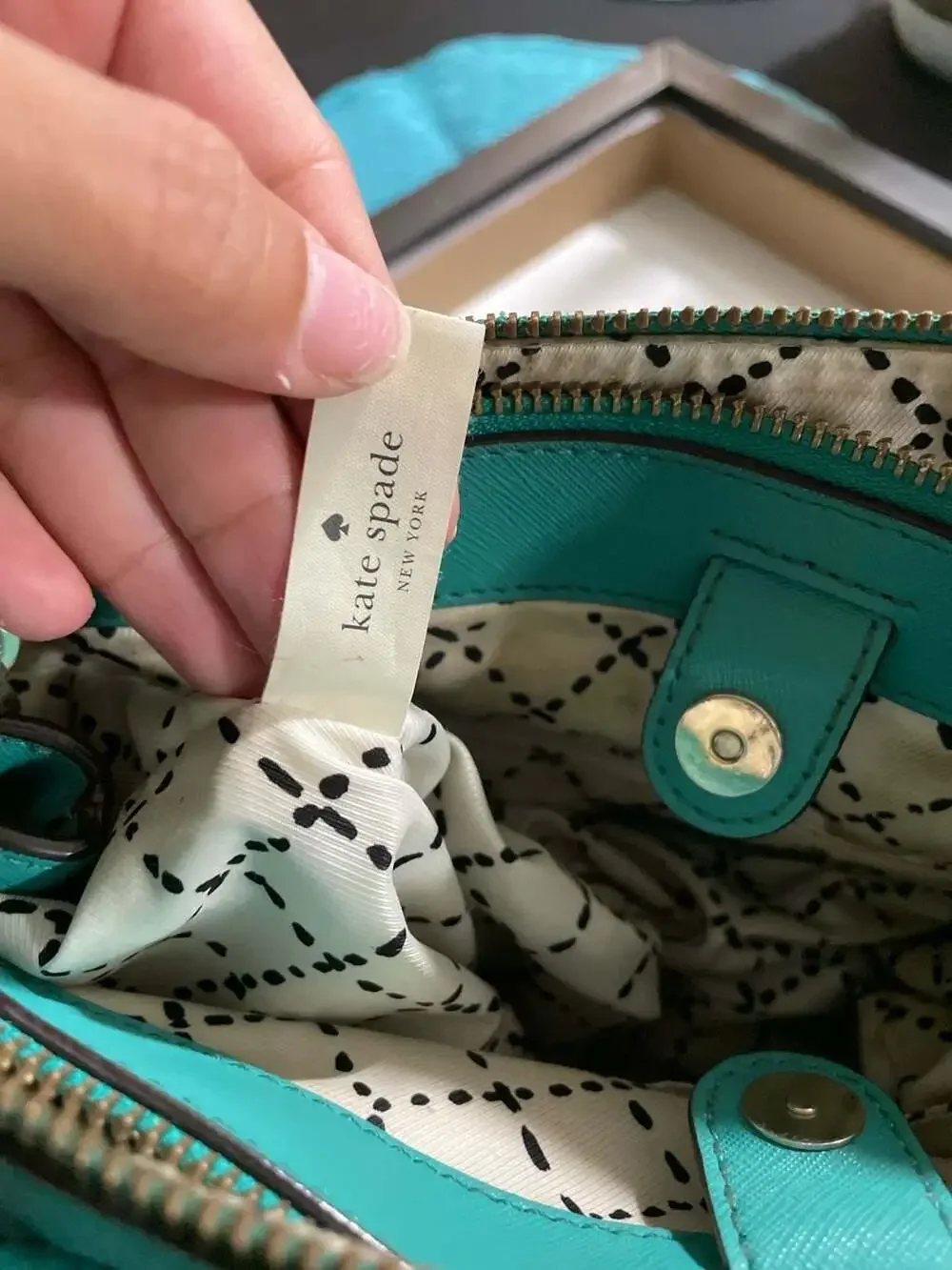 Kate Spade Newbury Lane Saffiano Leather Satchel in Teal